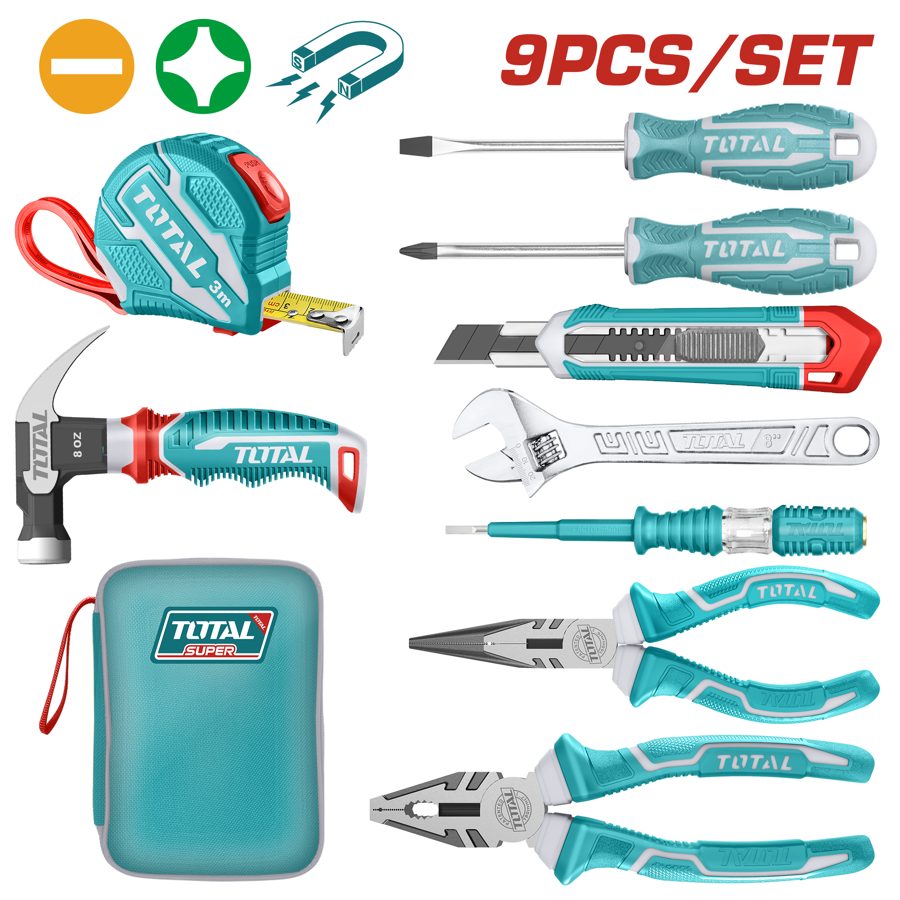 Juego de Herramientas Manuales para el Hogar (9 Pcs) - THKTHP90097 - Total