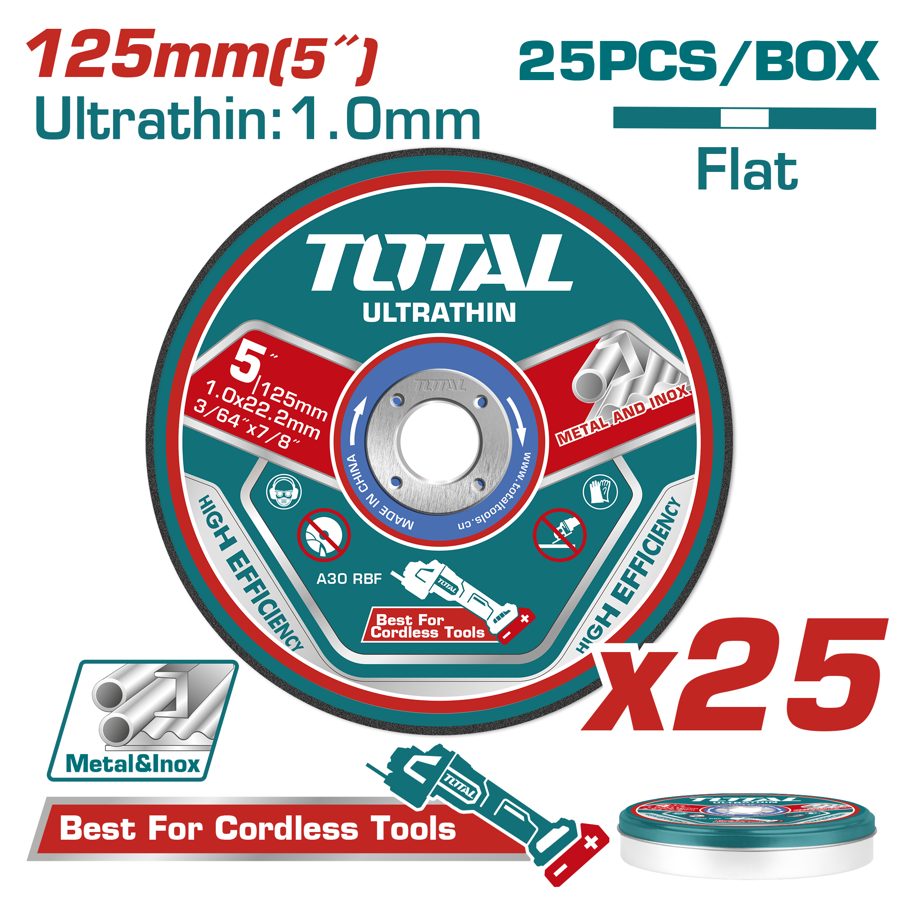 Disco de Corte Metal 125X1.0MM (25 Pzs) - Total