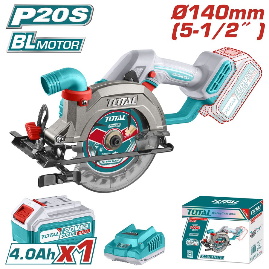 Sierra Circular a Batería 20V Bl 140MM Bl - Bat/car - TSLI14021 - Total