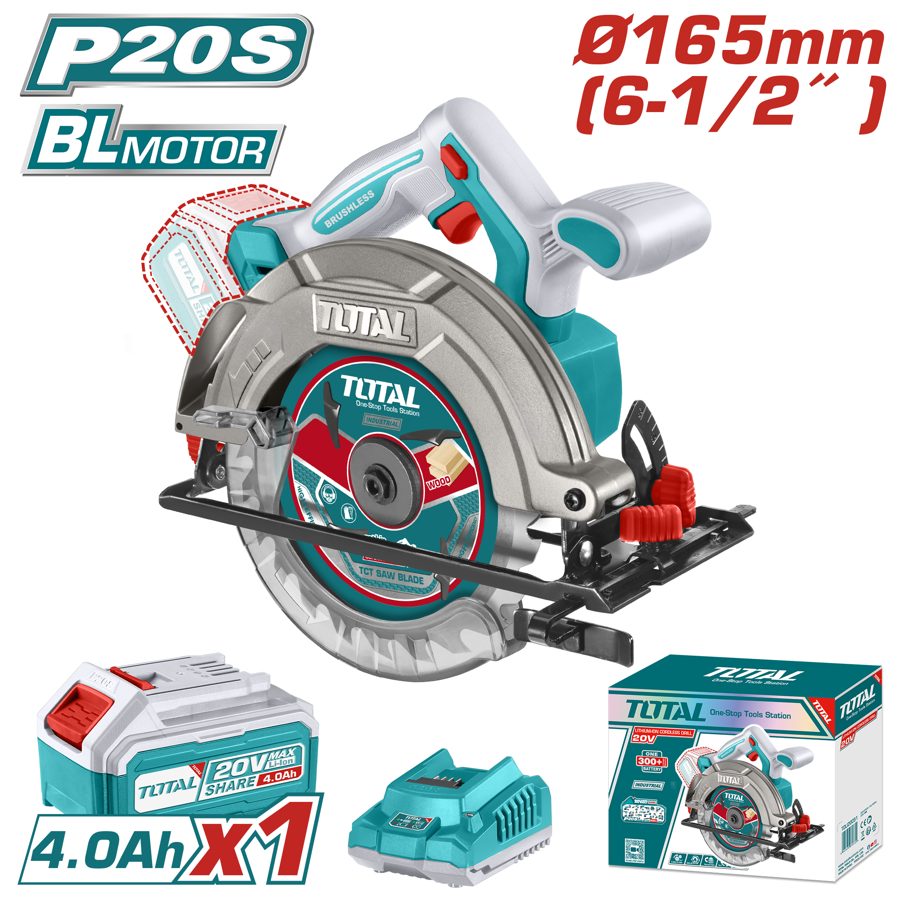 Sierra Circular a Batería 20V Bl 165MM - BAT/CAR(2A) - TSLI16521 - Total