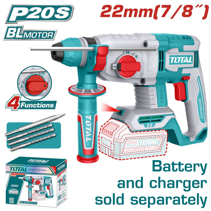 Rotomartillo a Batería 20V 22MM – sin Bat – TRHLI21228 – Total - Total