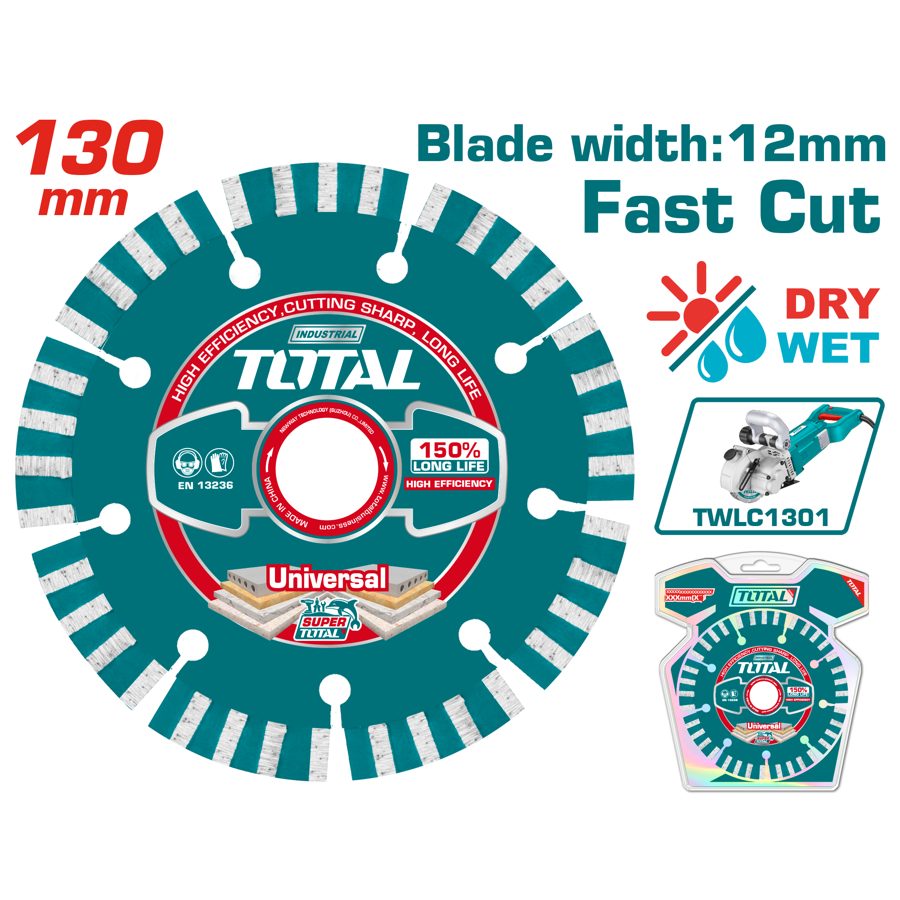 Disco Diamantado Segmentado 130MM Seco/humedo - Total