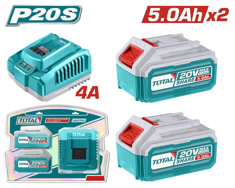 Bateria 5AH (2 Pzs) y Cargador 2 Puertos 20V4A - Total