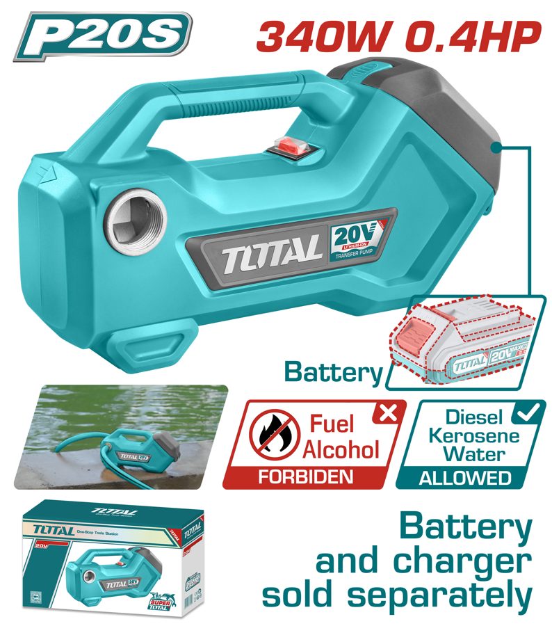 Bomba de Trasiego de Liquidos a Bateria 20V - sin Bat - TTPLI2001 - Total