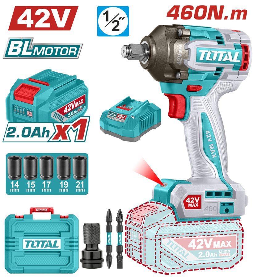 Llave de Impacto a Bateria 42V 460NM Bl - Bat/car - TIWLI42461 - Total