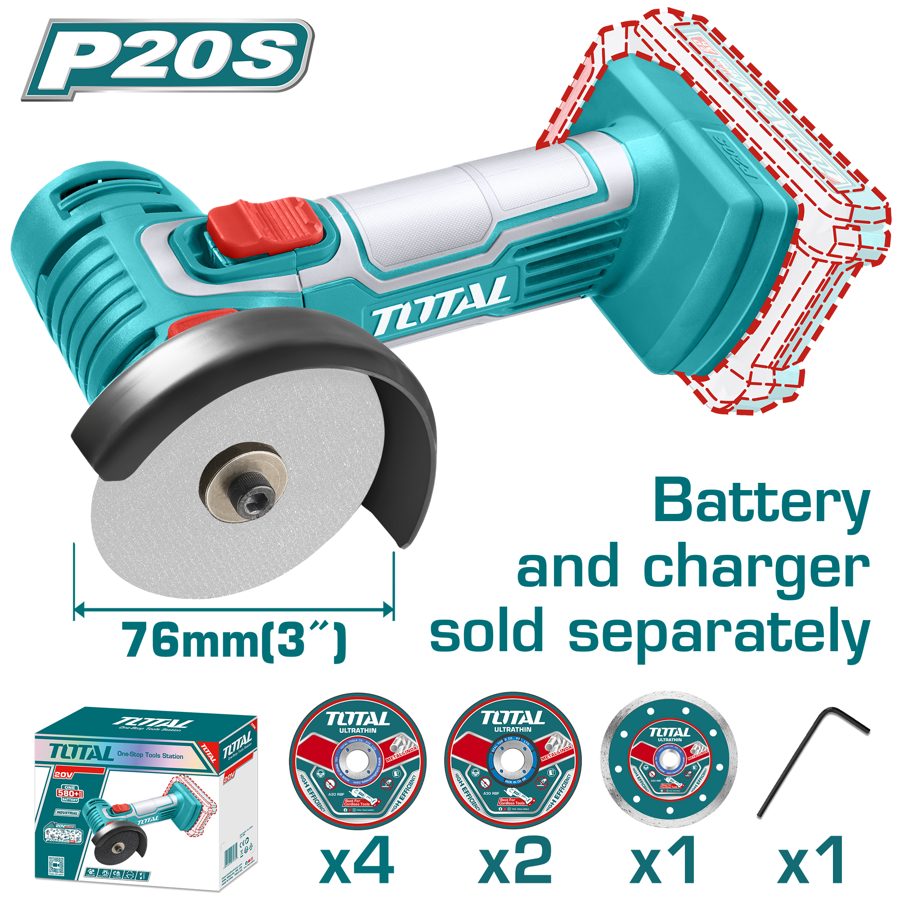 Amoladora Mini a Bateria 20V 76MM - sin Bat - TAGLI7601 - Total