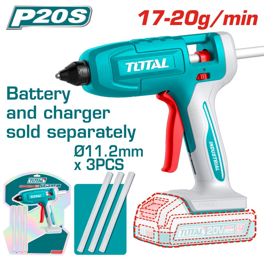 Pistola de Silicona a Bateria 20V - sin Bat - TGGLI2003 - Total