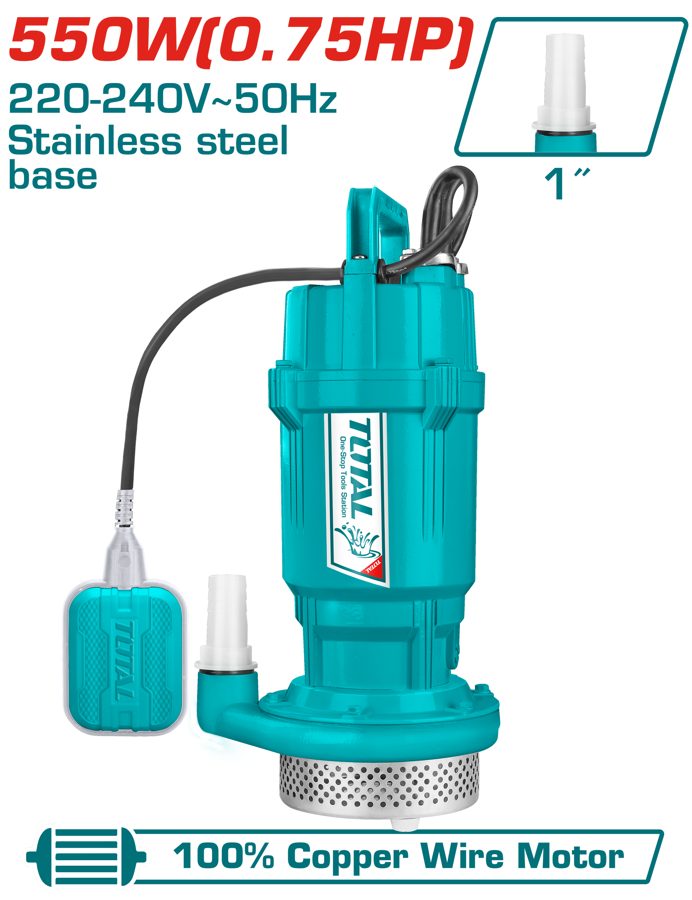 Bomba de Agua Sumergible Inox 0.75HP 25MTS 117L/MIN (1PULG) - Total
