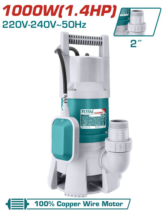 Bomba de Agua Sumergible P/ Aguas Residuales 1.4HP 9MTS 333L/MIN (2PULG) - Total