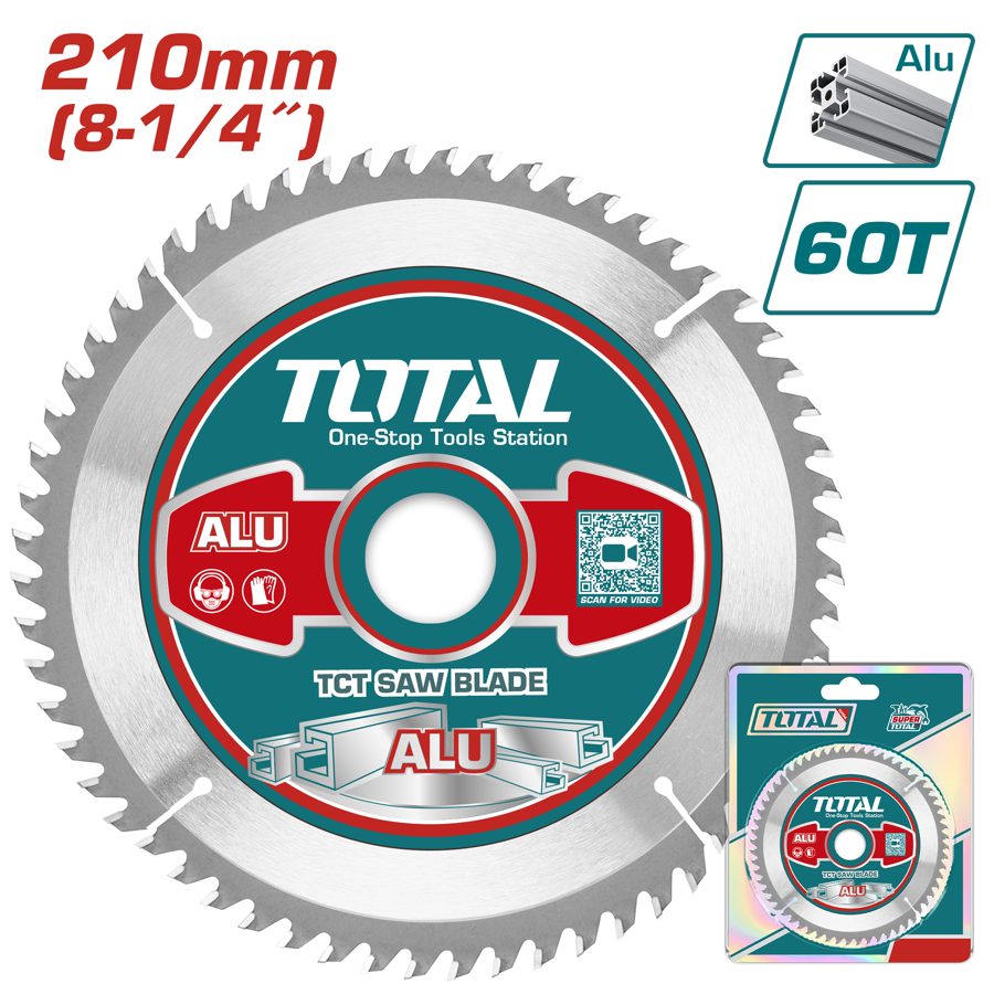 Hoja (disco) de Sierra Tct 210MM 60T (corte Aluminio) - Total