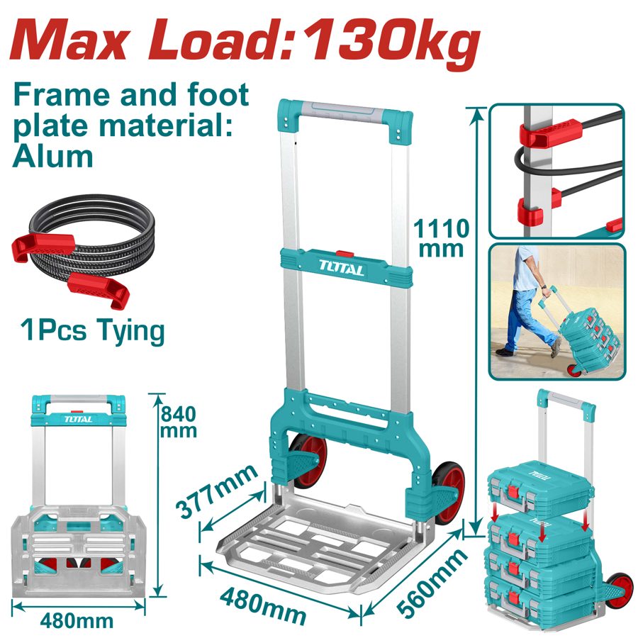 Carrito de Transporte 130KG P/ Cajas Apilables - Total