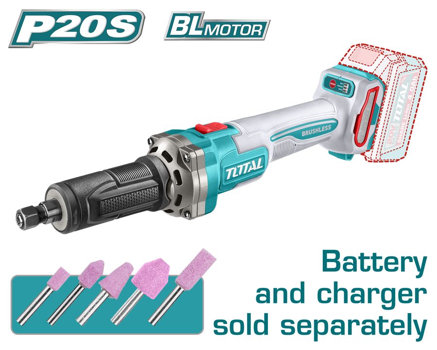 Rectificadora 6MM a Baterias 20V - sin Bat - TDGLI2001 - Total