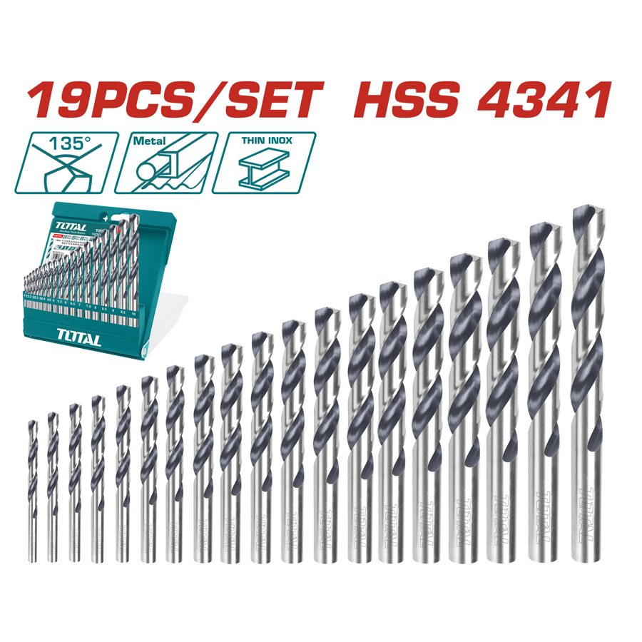 Juego de Mechas Hss 4341 1-10M (p/ Taladro en Metal) (19 Pzs) - Total