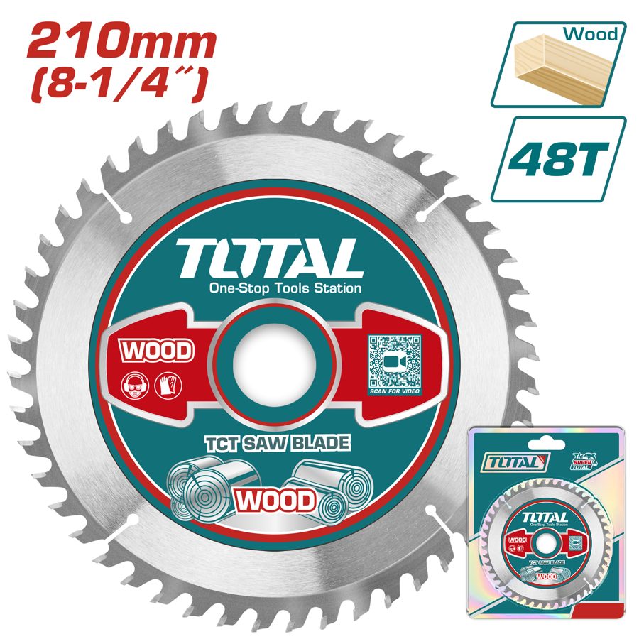 Disco (hoja) de Sierra Tct 210MM 48T (corte Madera) - Total