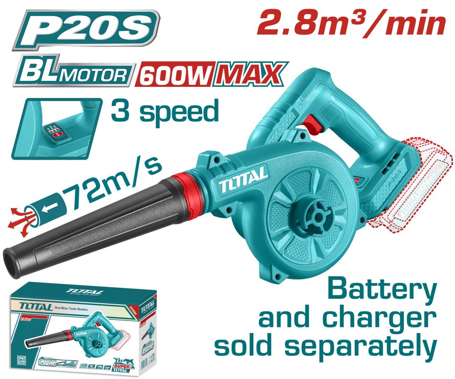 Soplador a Bateria 20V (2,7M3/MIN) 3 Vel. Ajust. - sin Bat - TABLI2068 - Total