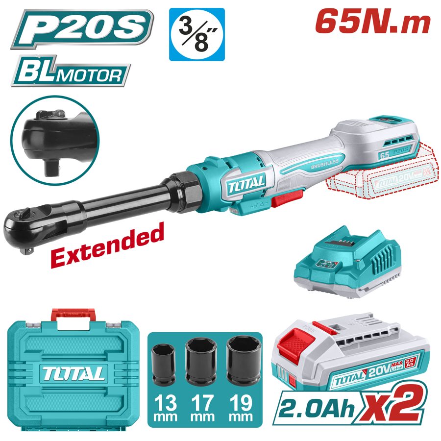 Llave de Impacto Criquet a Bateria 20V 65NM 3/8PULG Cuello Largo - 2BAT/CAR - TDRLI2065292 - Total