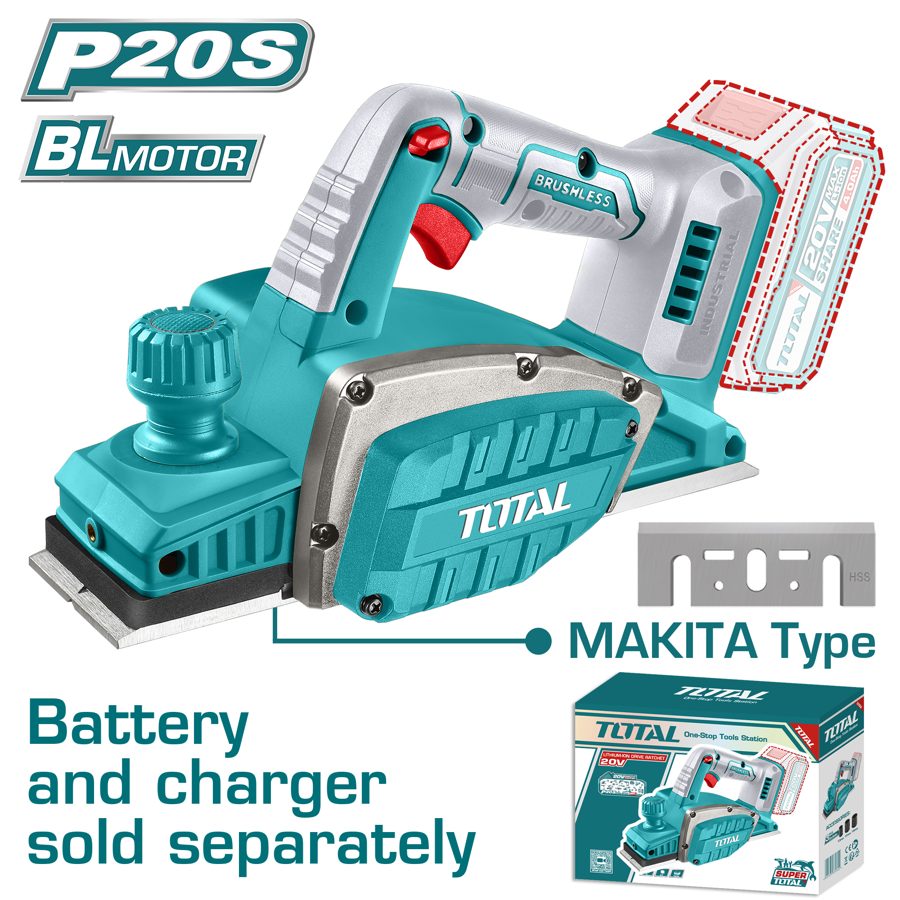 Cepillo Electrico de Mano a Bateria 20V Bl - sin Bat - TRLI20401 - Total