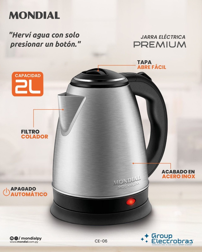 JARRA ELECTRICA PREMIUM 2L INOX MONDIAL
