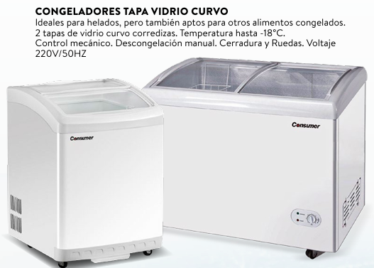 Congelador de 175 L P/ Helado Congeladores Tapa - Consumer