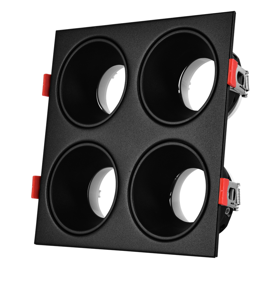 Spot Dicro De Embutir Fijo Antidesl 4L Cuad GU10 Negro Esme - Zaga