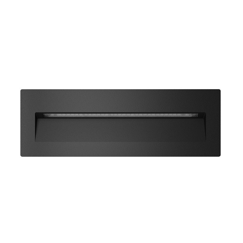 Aplique De Pared De Embutir LED 7W Luz Cálida Rectangular Negro Calisto E Zaga