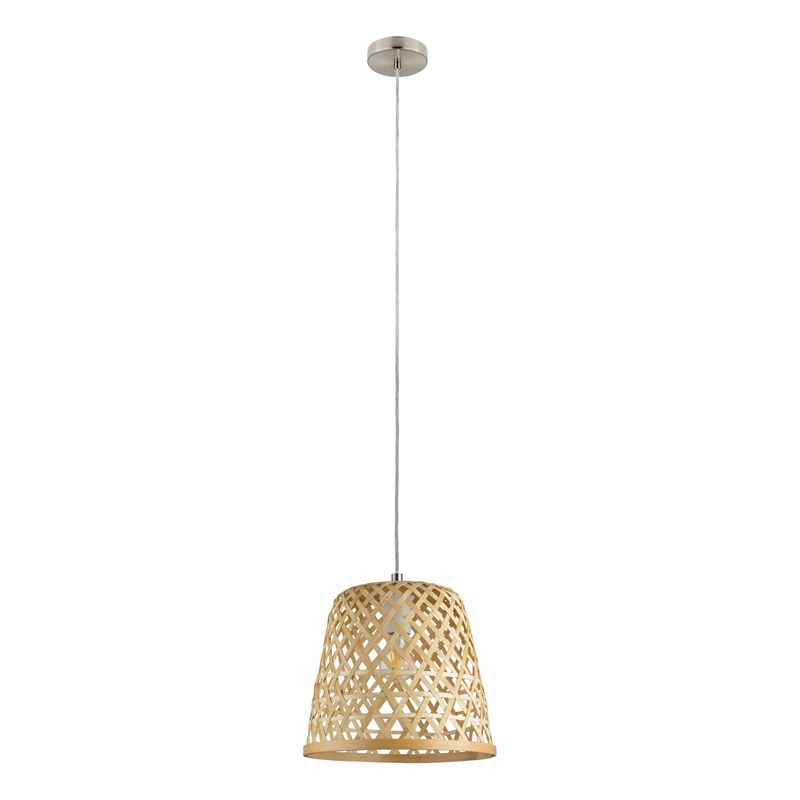 Colgante 1L E27 Acero/madera Kirkcolm - Eglo