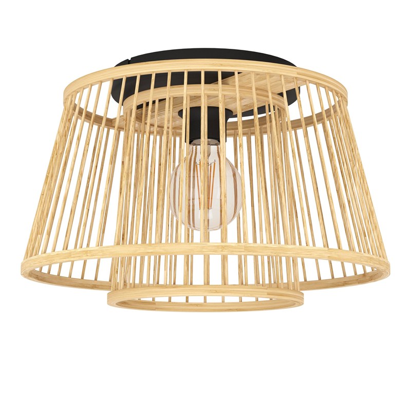 Plafon 1L E27 Acero/madera Hykeham - Eglo
