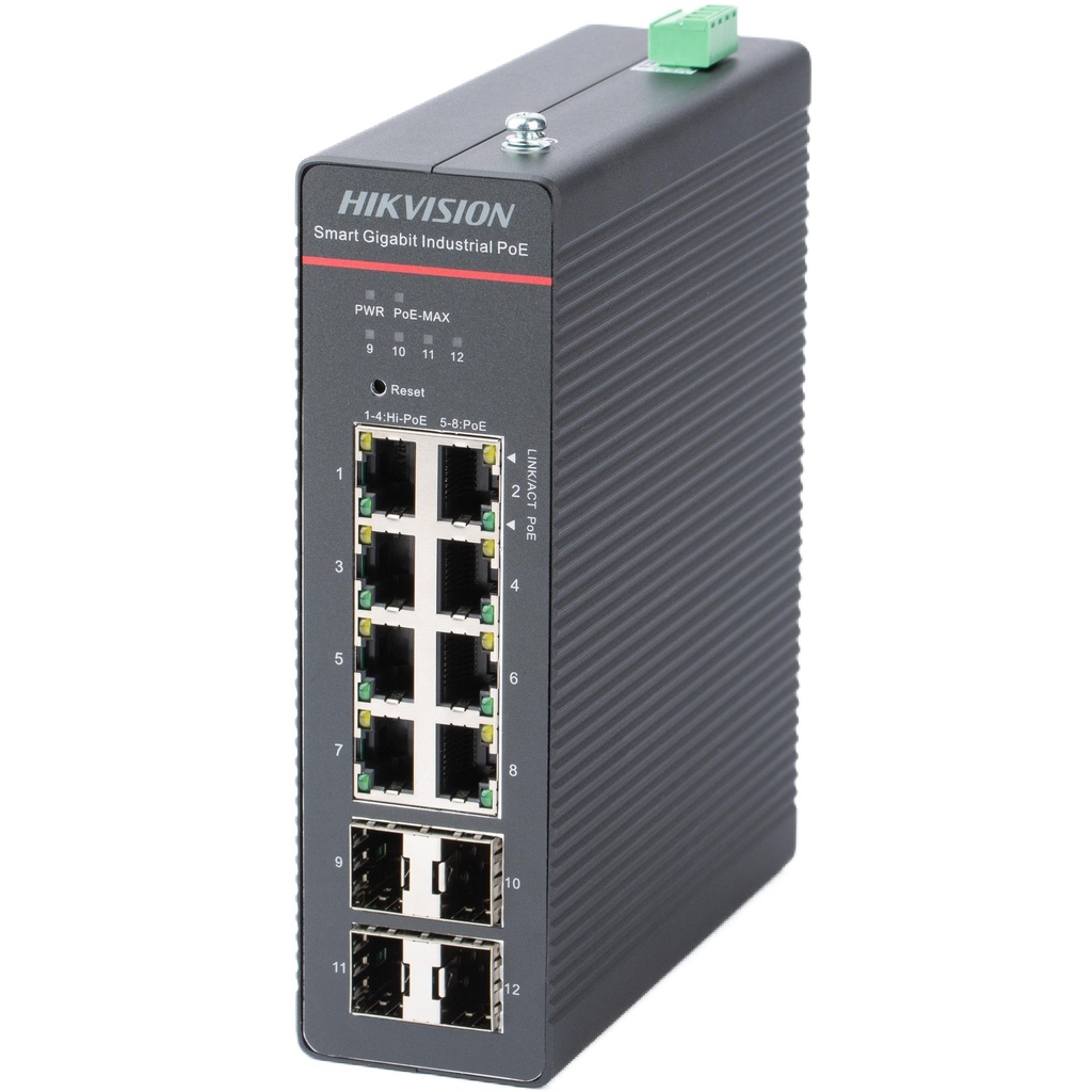 Switch POE Gigabit 8 Puertos + 4 Sfp 240W Ds - 3T1512HP - Si - 8P4F - Hikvision