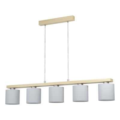 Colgante Castralvo E27 De 5 Luces Madera/blanco Eglo