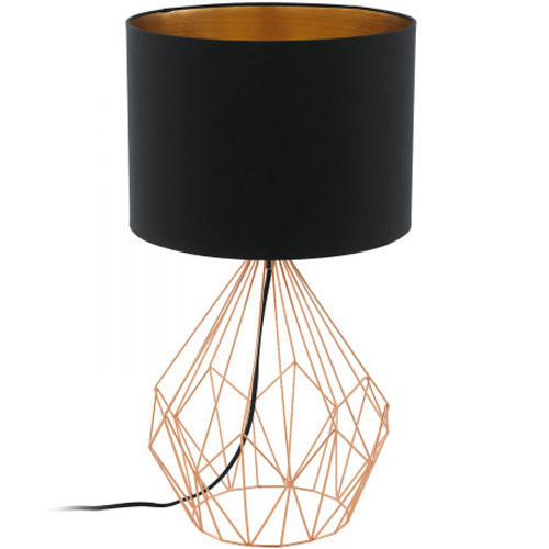 Velador Mesa Pedregal 1 E27 De 1 Luz Negro/cobre Eglo (outlet)