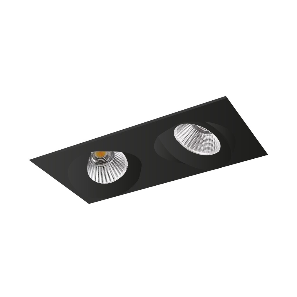 Artefacto LED De Embutir 2X8W Luz Calida Negro Katy 2 Argo