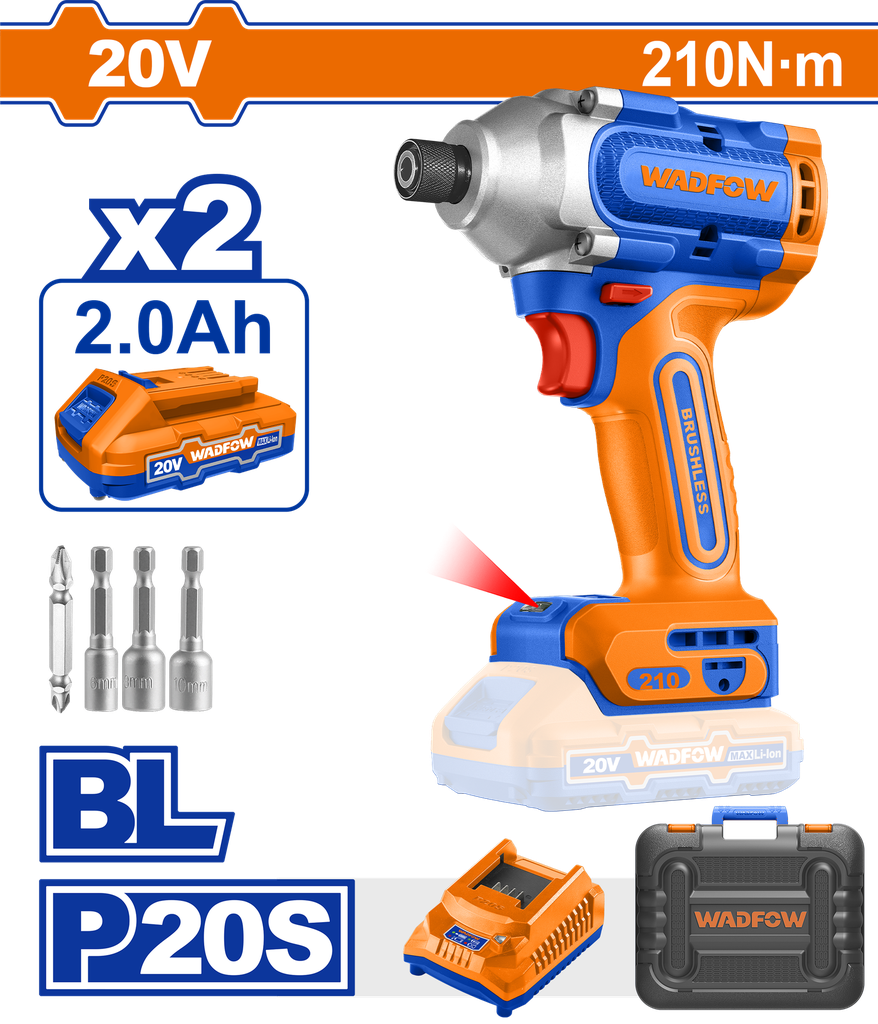 Atornillador De Impacto A Bateria 20V 210NM - Bat/car - Wcd2b21 - Wadfow