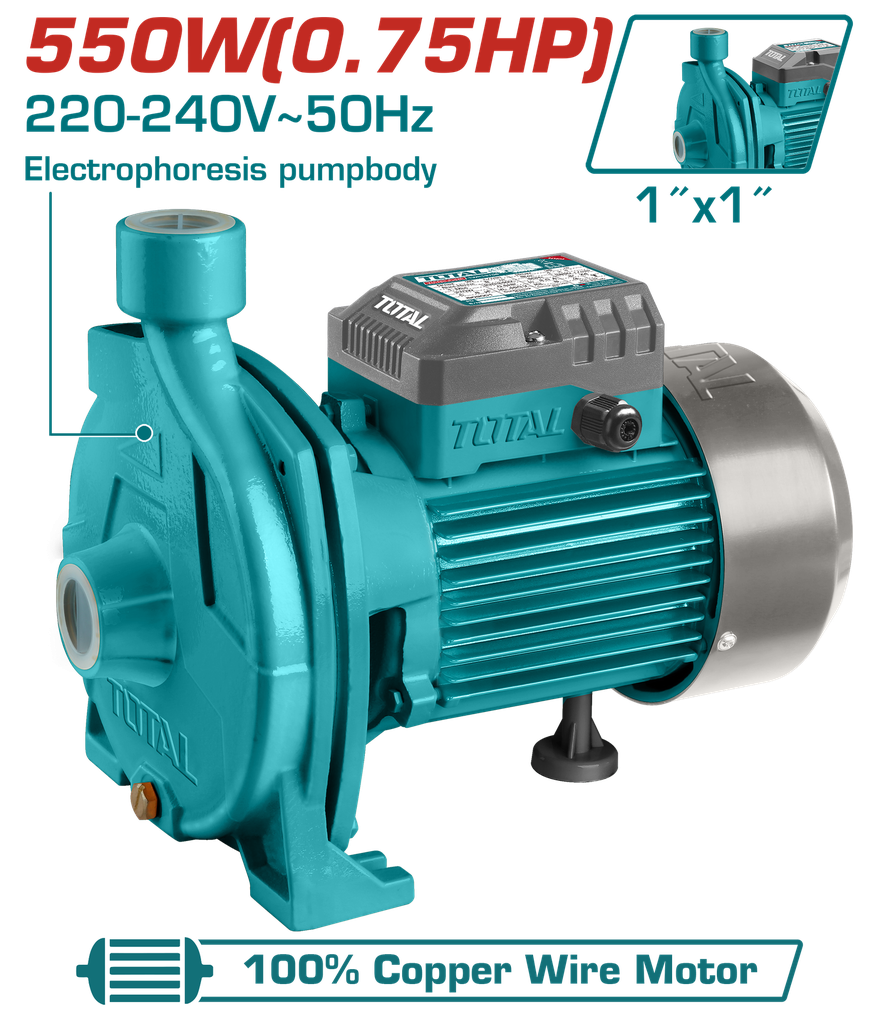 Bomba De Agua Centrifuga 0.75HP 25MTS 100L/MIN (1pulg) - Twp25506 - Total