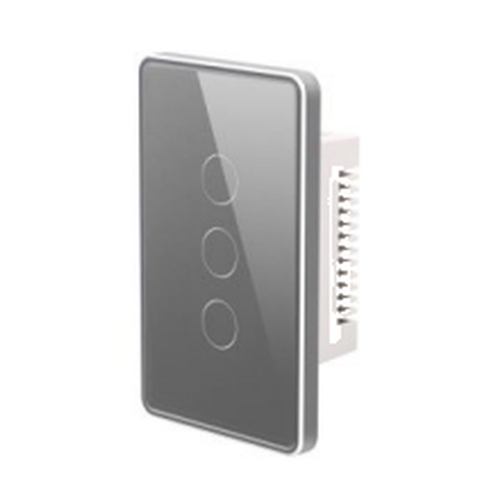 Interruptor Plano Metal Gris 3 Modulos US - S-2743 - Similar