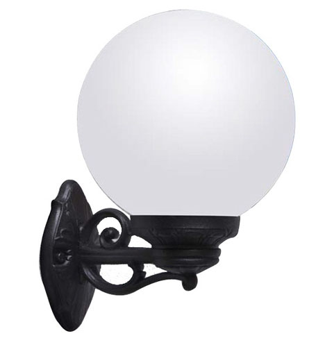 Farol Aplique Bisso E27 De 1 Luz Globo Ø250mm Negro Opal Fumagalli