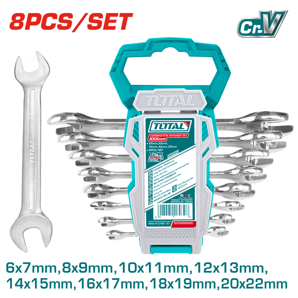 Juego De Llaves Combinadas 6 - 22MM (8 Pzs) - Crv - Tht102386 - Total