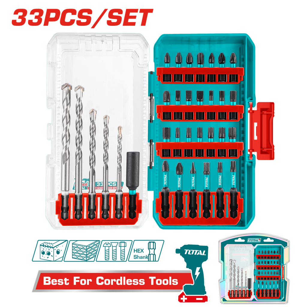 Juego De Puntas Bit Y Mechas P/ Concreto (33 Pzs) - Total