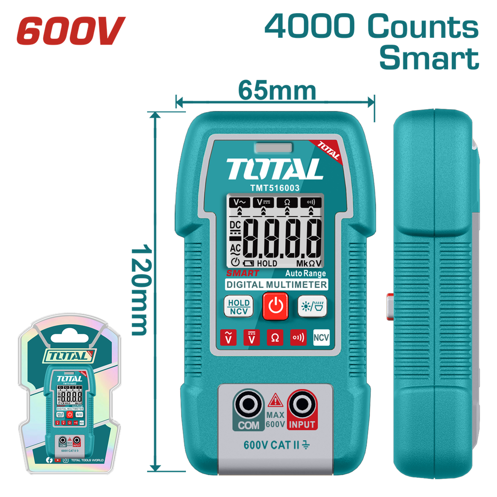 Multimetro Digital 600V (4000 Cuentas) Smart - Total