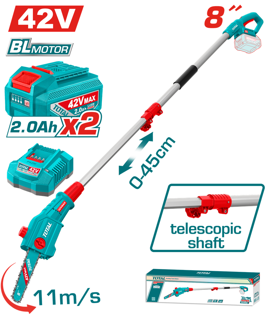 Podadora Motosierra De Altura A Bateria 42V - 2BAT/CAR - Tpsli42281 - Total