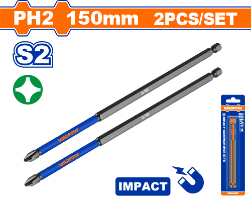 Puntas Bit De Atornillador De Impacto Ph2 150MM (2 Pzs) - Wadfow