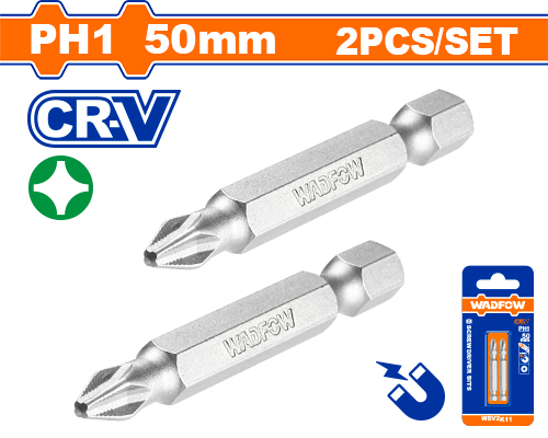 Puntas Bit De Atornillador Ph1 50MM (2 Pzs) - Wadfow