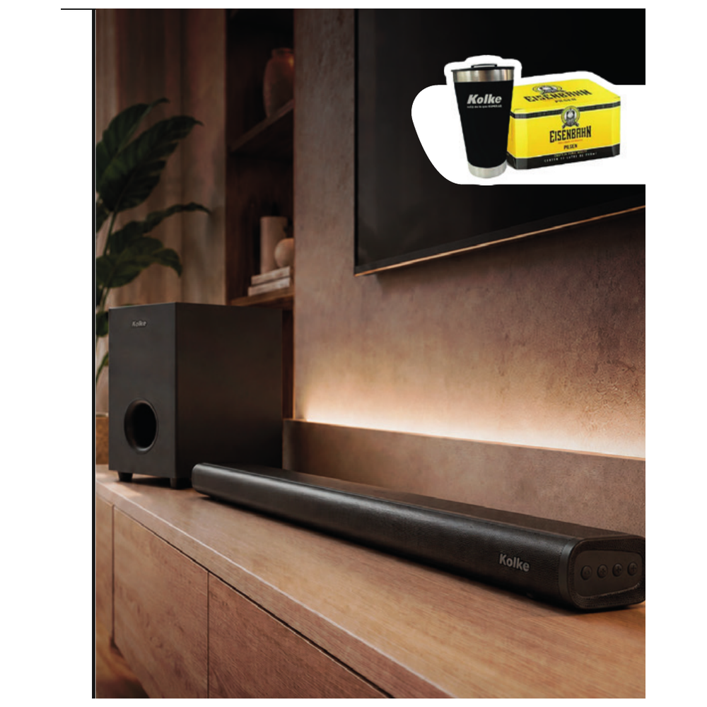 Combo Soundbar 32" con Subwoofer + Vaso Térmico y Pack Cervecero - KPE-640 Kolke