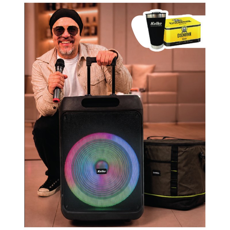 Combo Parlante Inalámbrico 15" Fiesta FX15 + Bolso Térmico 24 L + Vaso Térmico y Pack Cervecero - KPB-731 Kolke