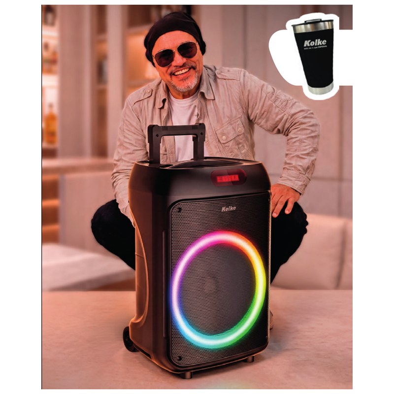 Combo Parlante Inalámbrico 12" Fiesta FX12 + Vaso Térmico - KPB-730 Kolke