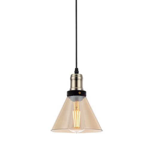 [EI12768] Colgante Soho Ámbar Cono 182mm 1xe27 89011102 - Blumenau