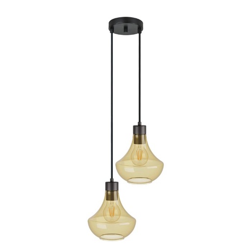 [EI12858] Colgante Verbena Duplo Vd Ámbar 2xe27 - Negro Liso 882000Ex-08 - Blumenau