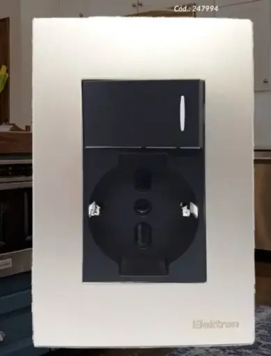 [EI13623] Toma Schuko + Interruptor Champagne / Negro Paris Light - C19937-1 Elektron