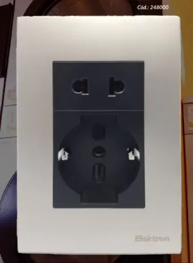 [EI13627] Toma Schuko + Toma Euroam Champagne / Negro Paris Light - C19936-1 Elektron