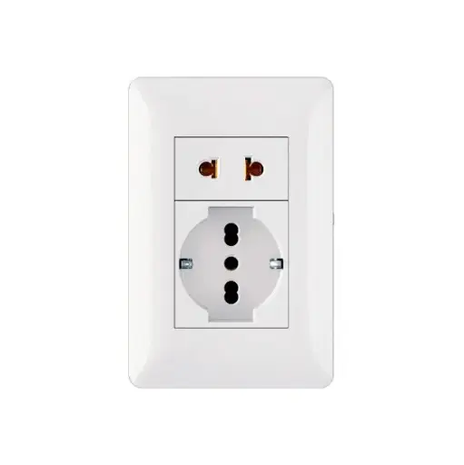 [EI13628] Toma Schuko+Toma Euroam Blanco C19944 Alpes Curv - Elektron