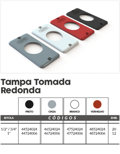 [ED14053] Tapa Toma Redonda Gris 1/2 - 3/4 pulg. - 46524024 Master Plásticos